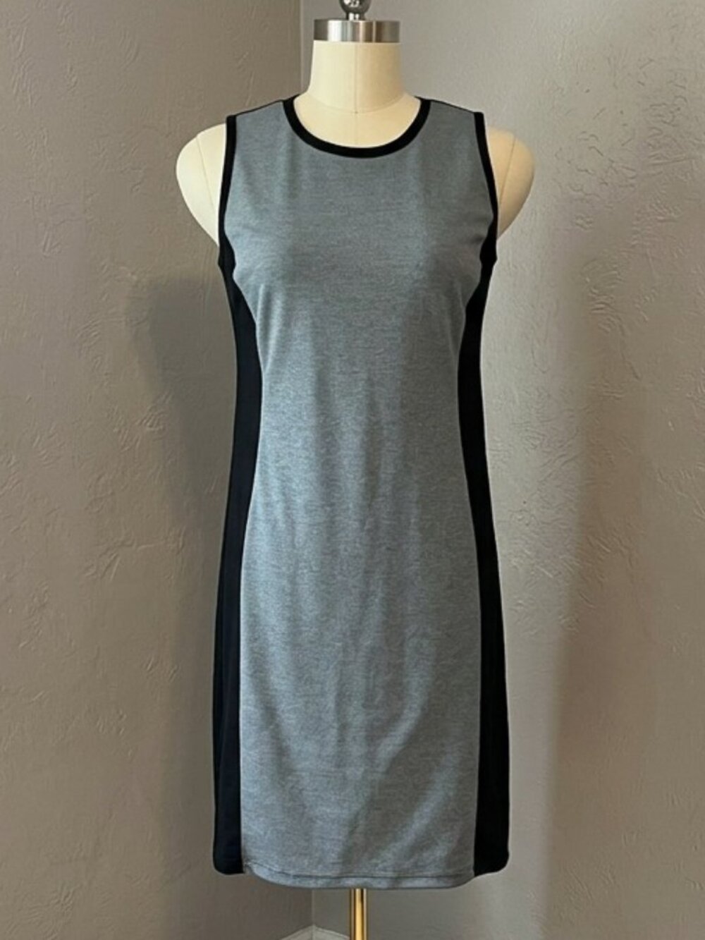 Old Navy Colorblock Black Grey Sleeveless Stretch Shift Sheath Dress Large NWOT